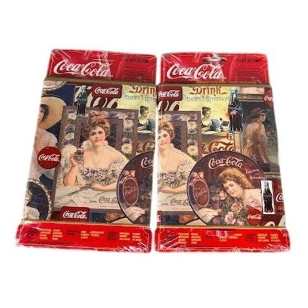 2 Vintage Coca-Cola Victorian Ladies Gold Trim Wallpaper Border (15-foot rolls)